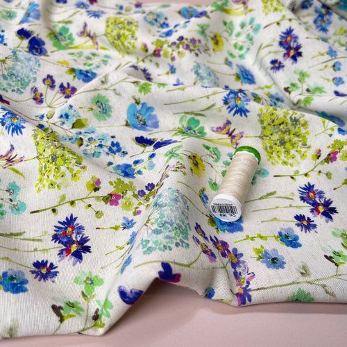 Meadow Flowers Viscose Linen Fabric
