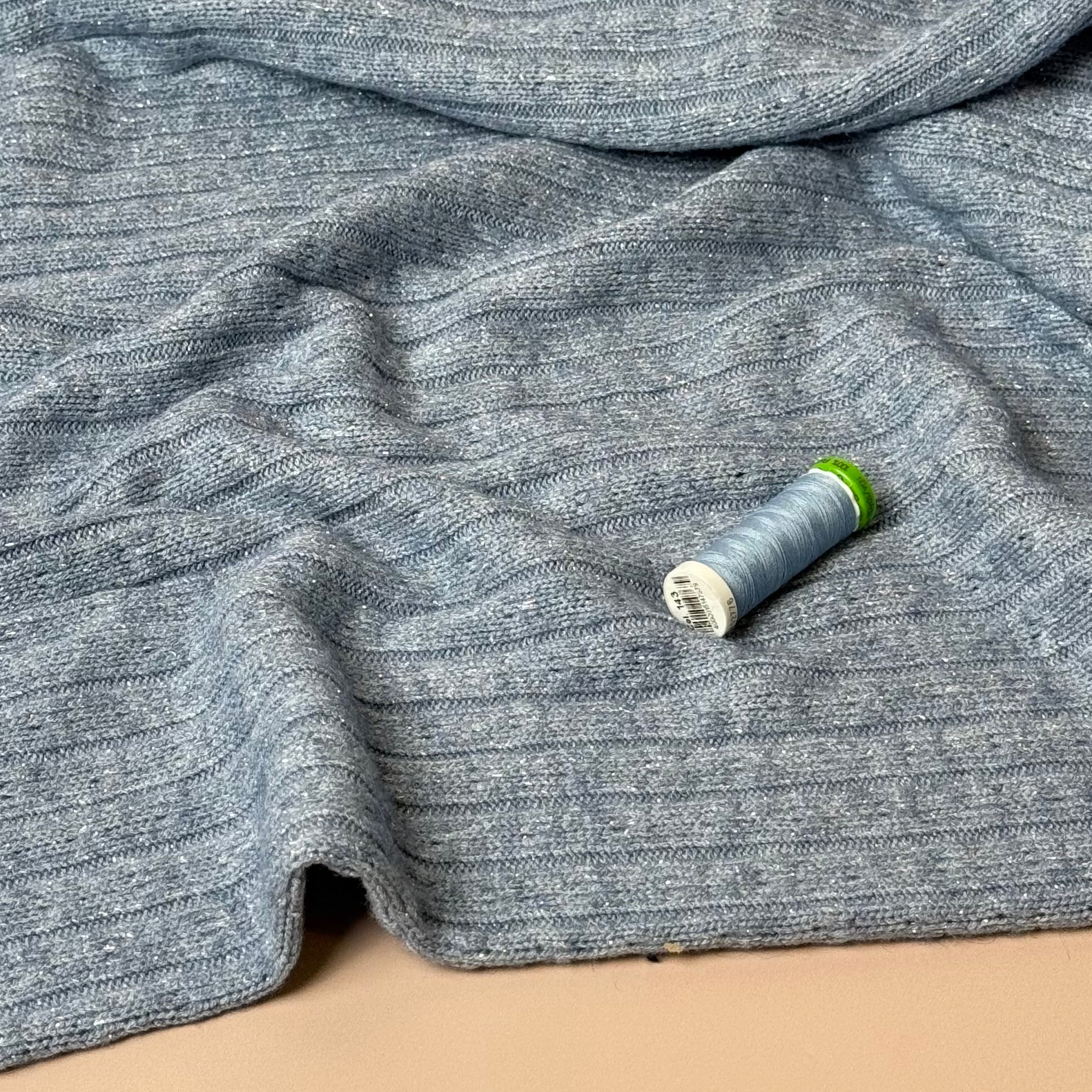 Sparkle Viscose Blend Cable Sweater Knit in Indigo