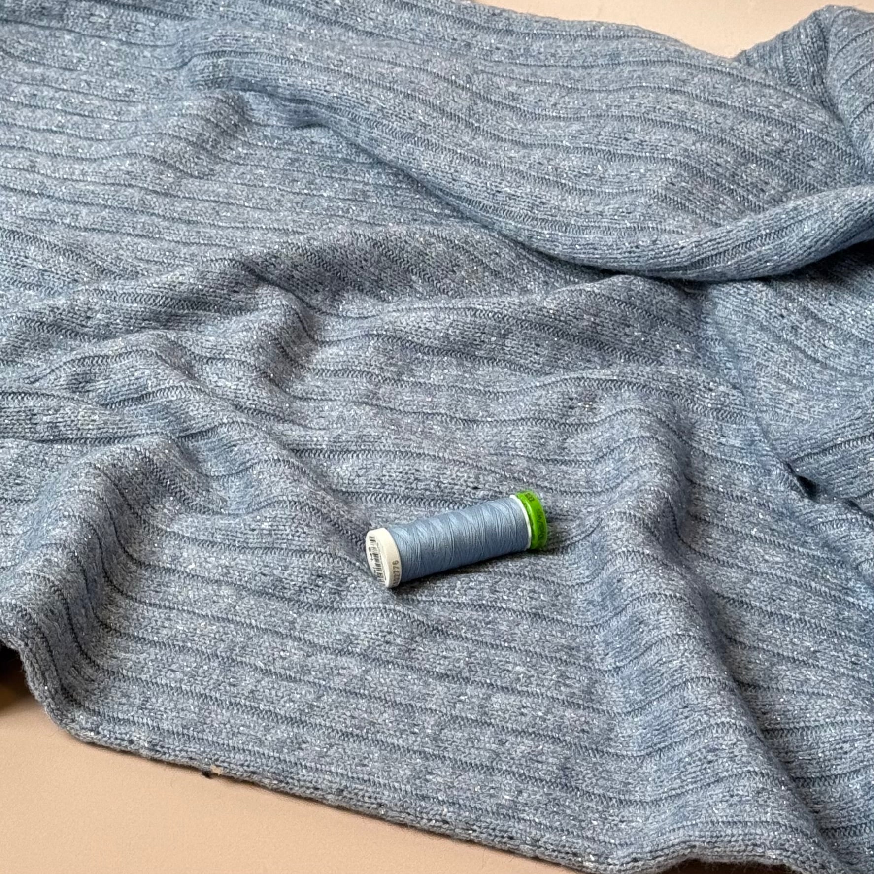 Sparkle Viscose Blend Cable Sweater Knit in Indigo