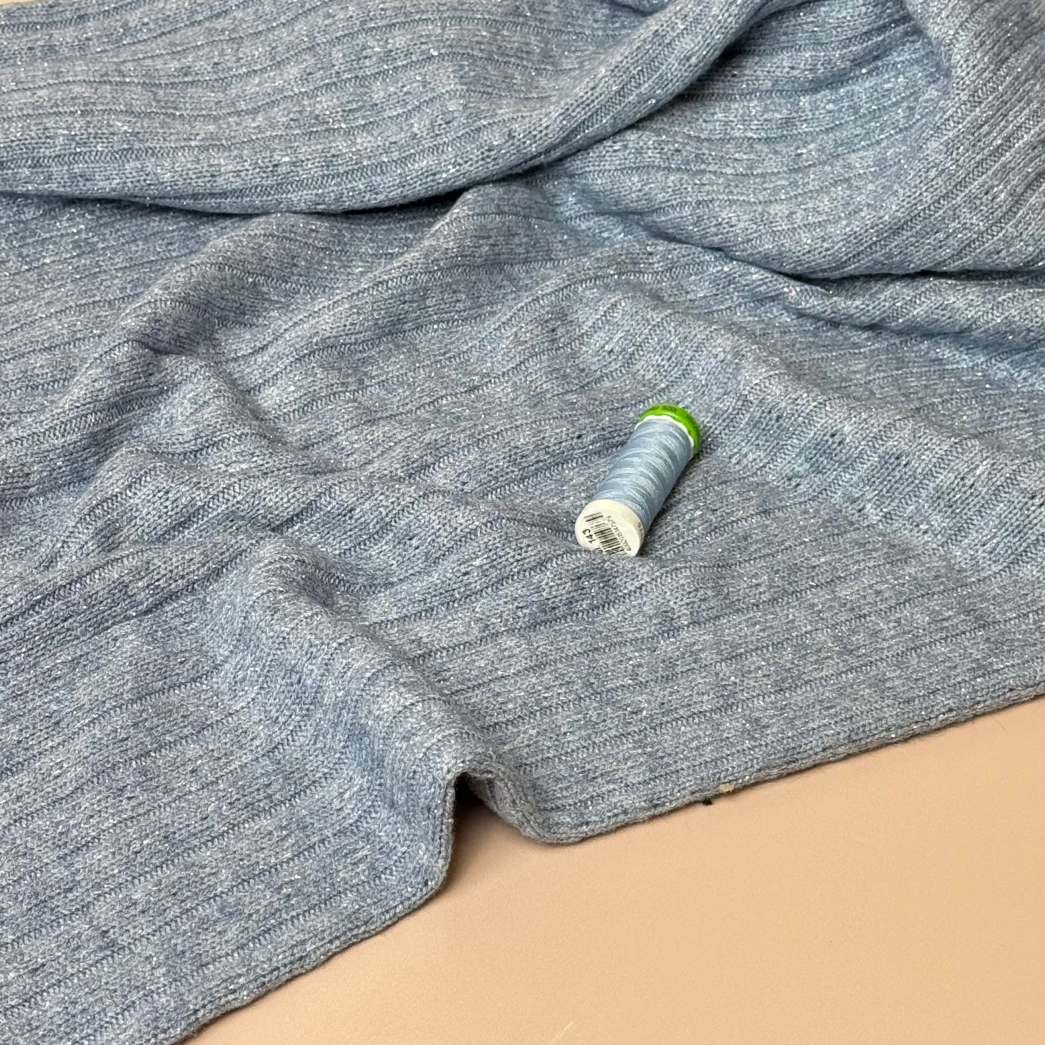 Sparkle Viscose Blend Cable Sweater Knit in Indigo