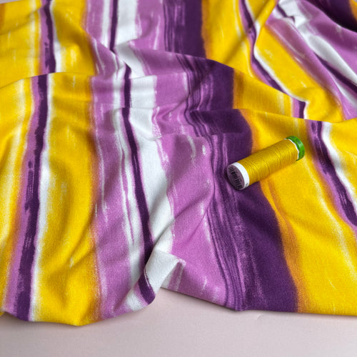 Hazy Stripes Sunset Viscose Jersey Fabric