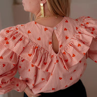 Maison Bloom Mood - Juliette Red Stripe with Hearts Cotton Fabric