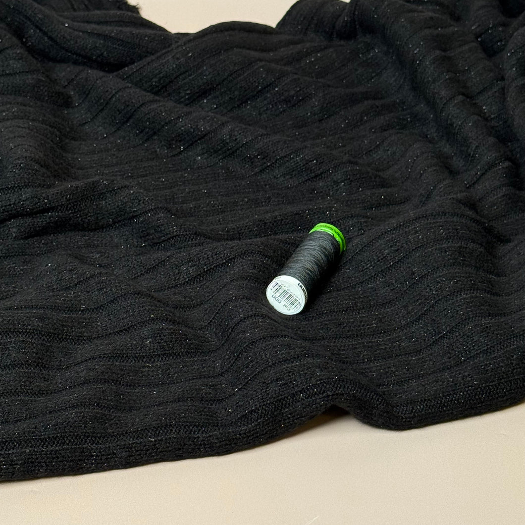 Sparkle Viscose Blend Cable Sweater Knit in Black