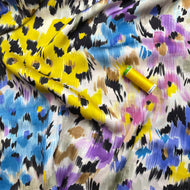 REMNANT 3 Metres - Abstract Flower Field Spring Viscose Sateen Fabric
