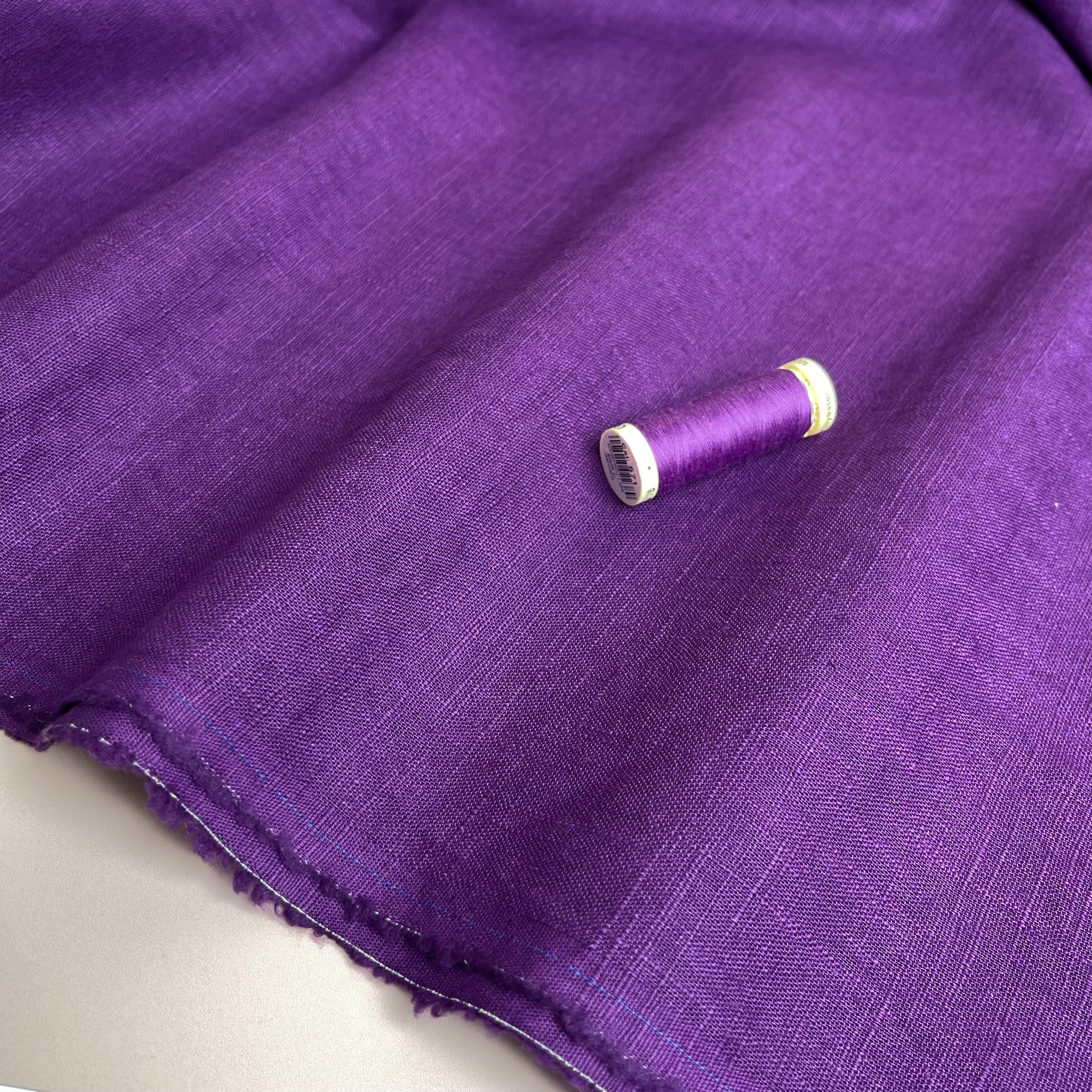 Breeze Purple - Enzyme Washed Linen Cotton Fabric