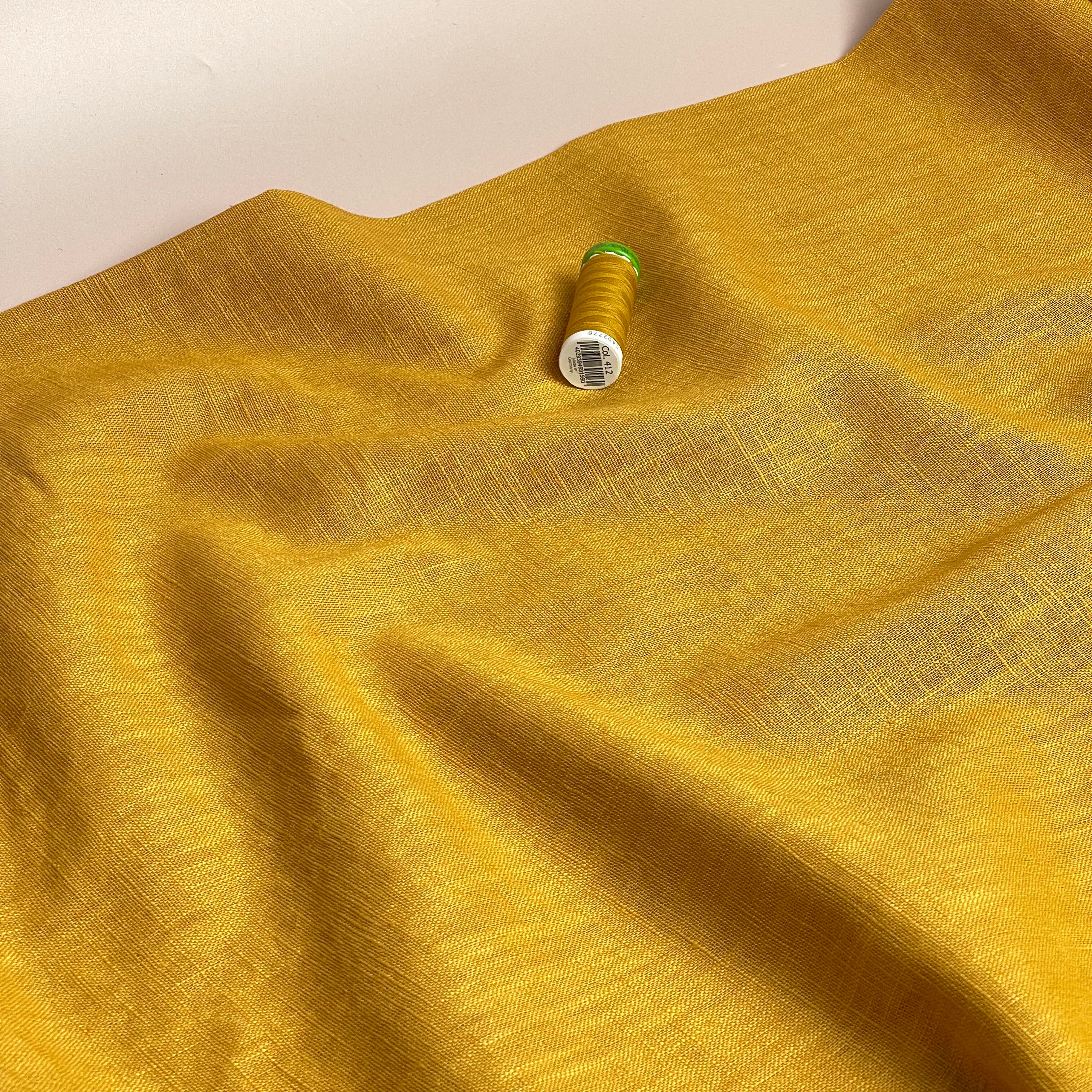 Breeze Ochre - Enzyme Washed Linen Cotton Fabric