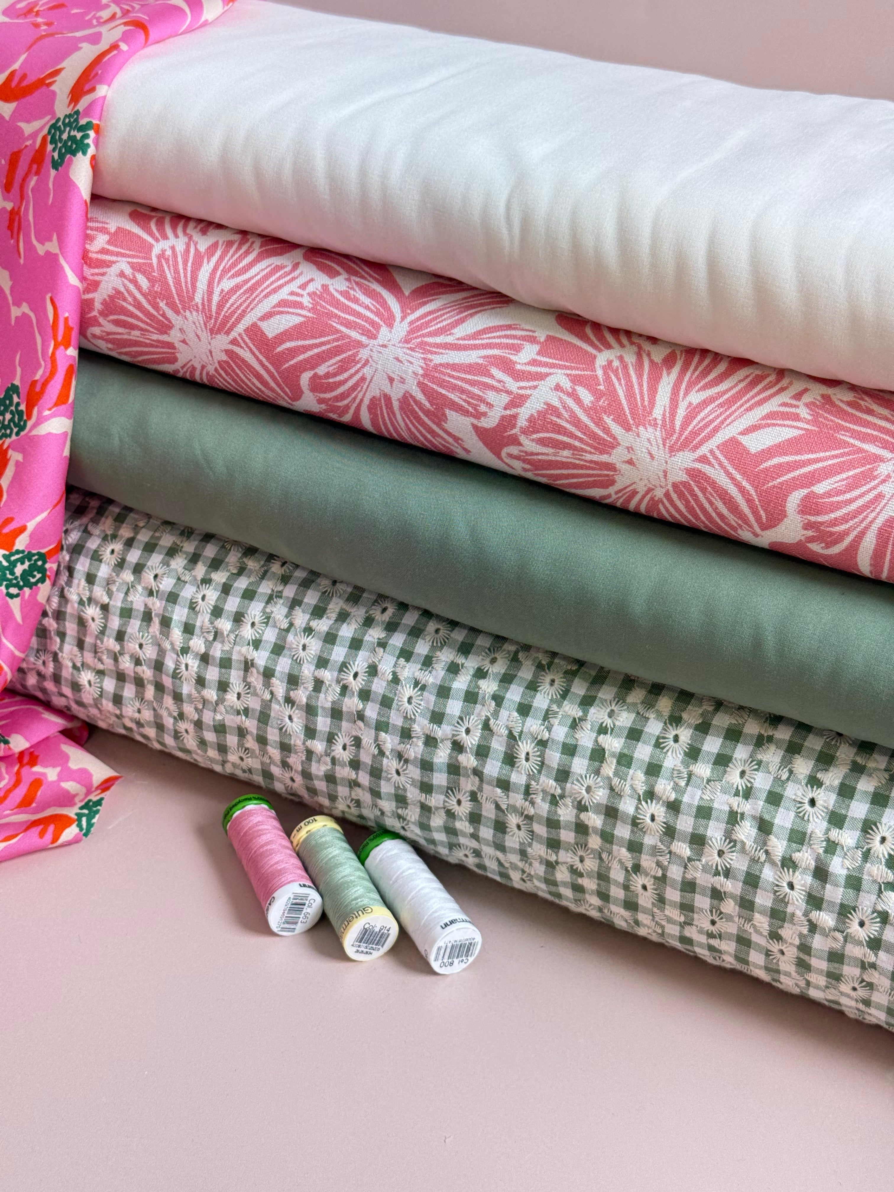 Flower Stamps Viscose Linen Fabric