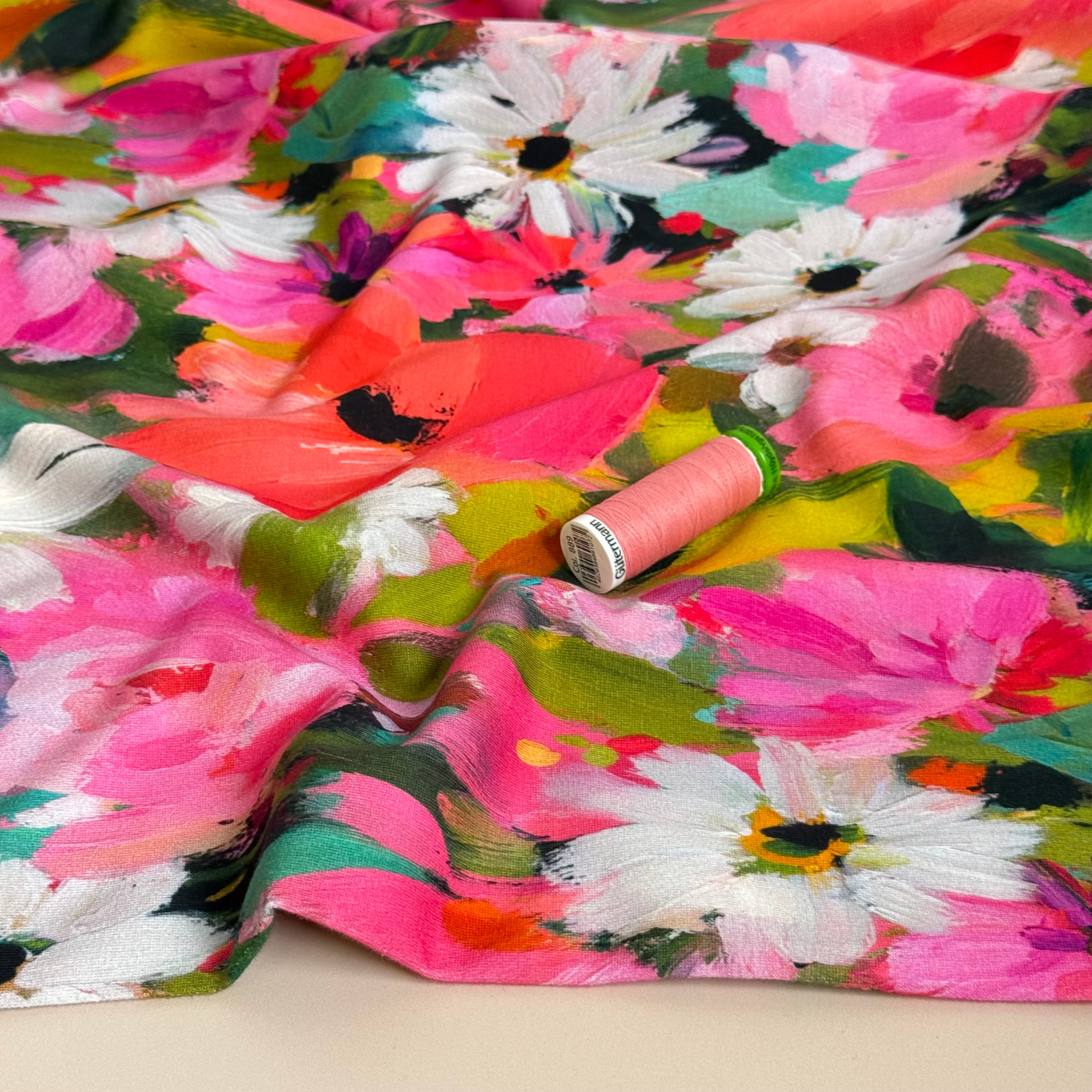 Pastel Florals Cotton French Terry Fabric