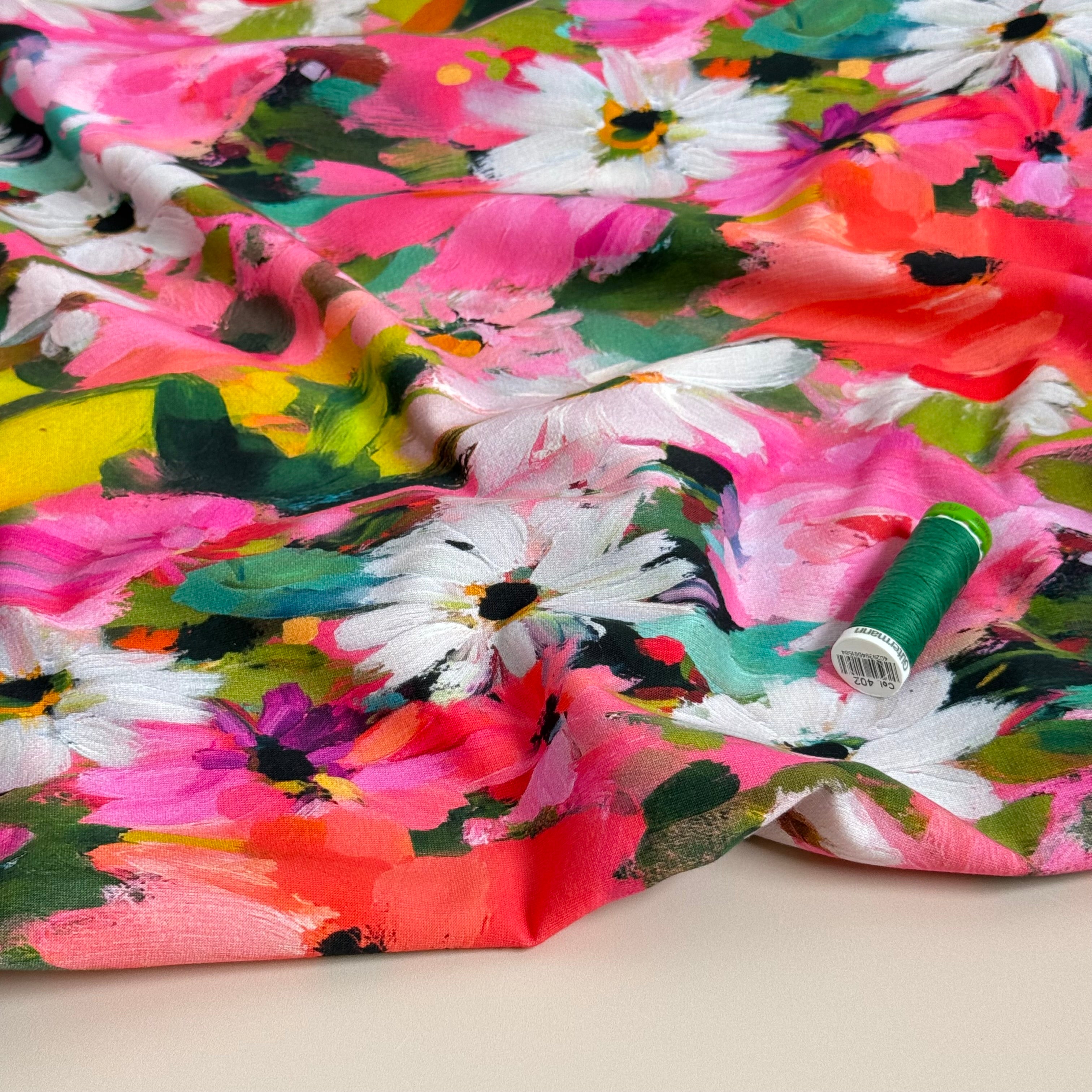 Pastel Florals Cotton French Terry Fabric
