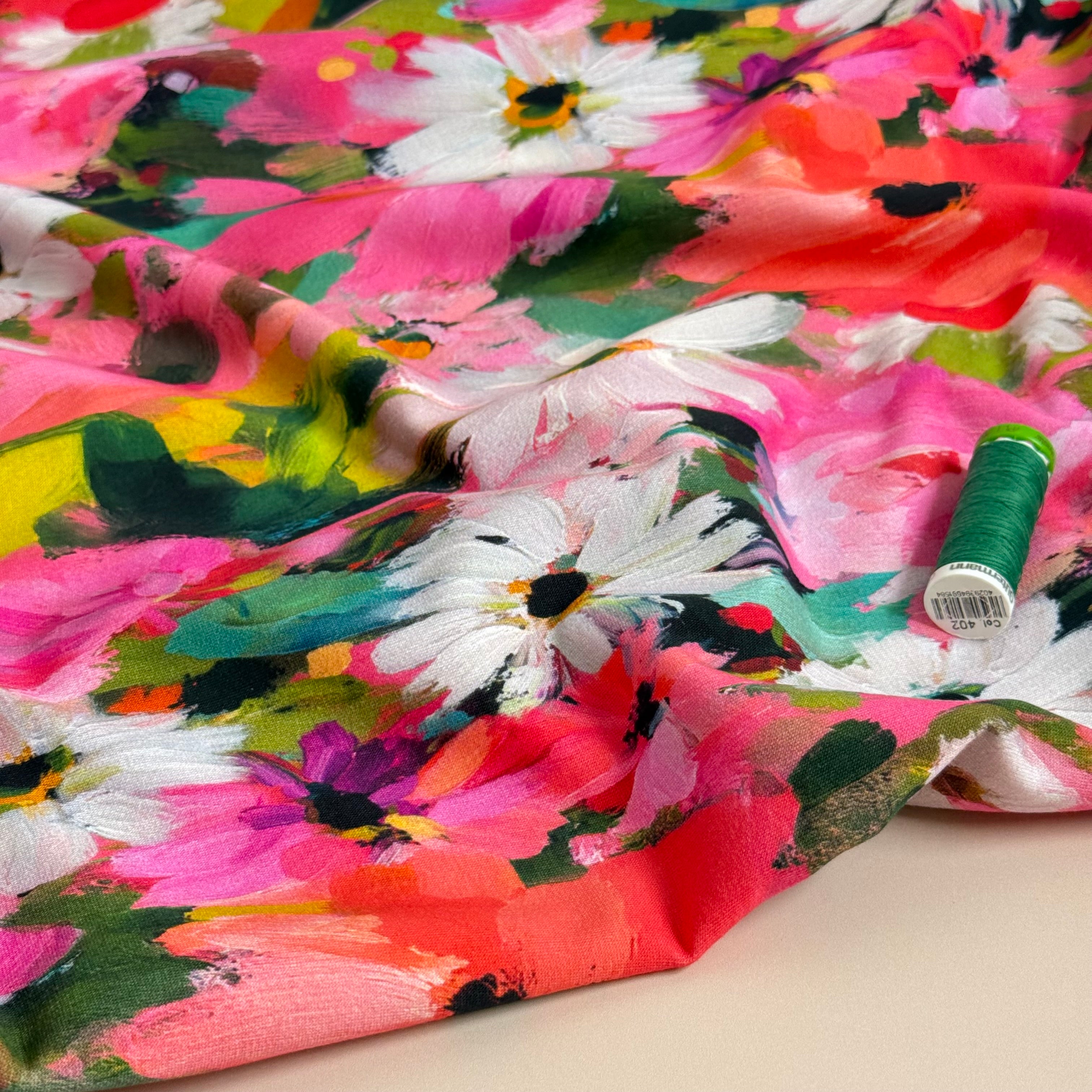 Pastel Florals Cotton French Terry Fabric