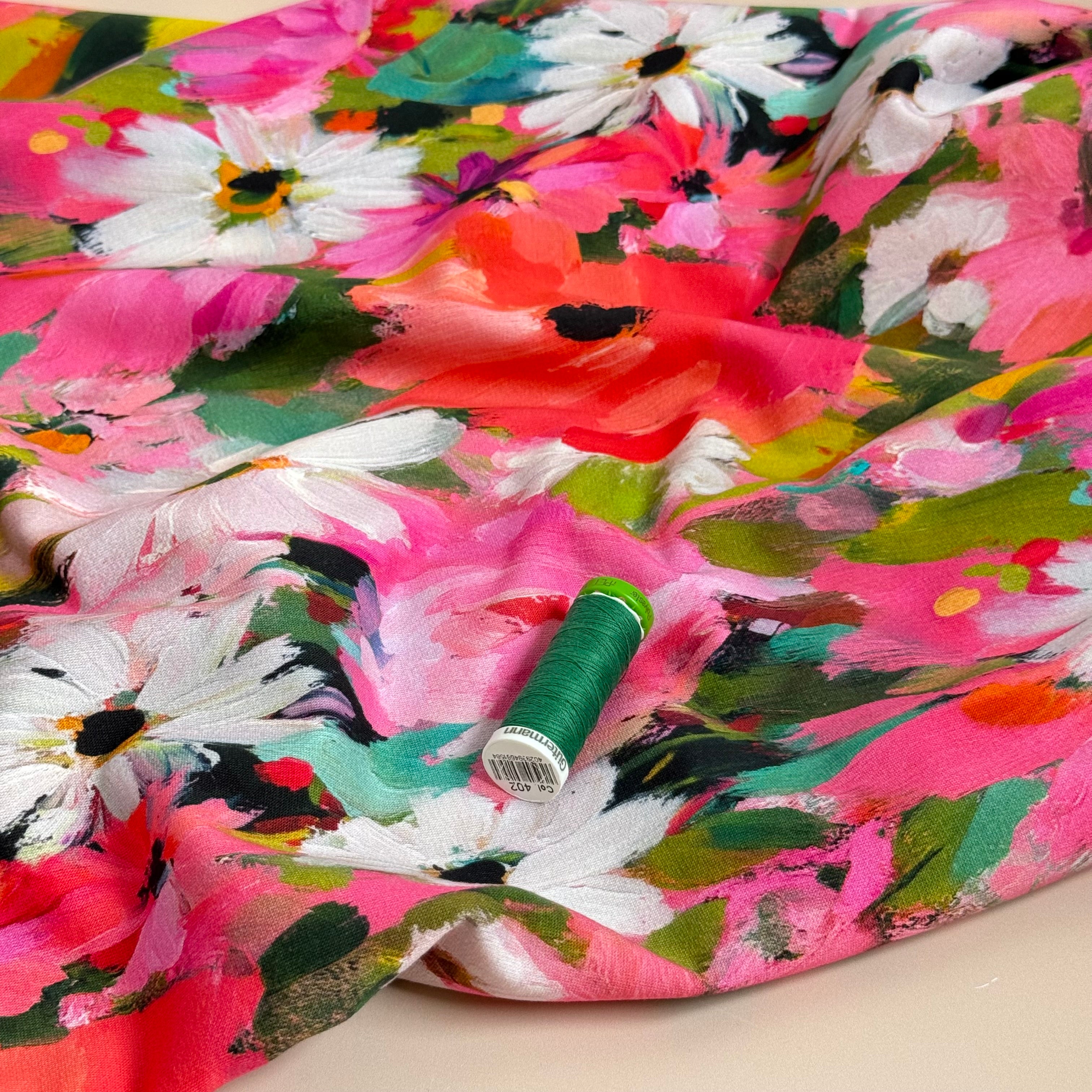 Pastel Florals Cotton French Terry Fabric