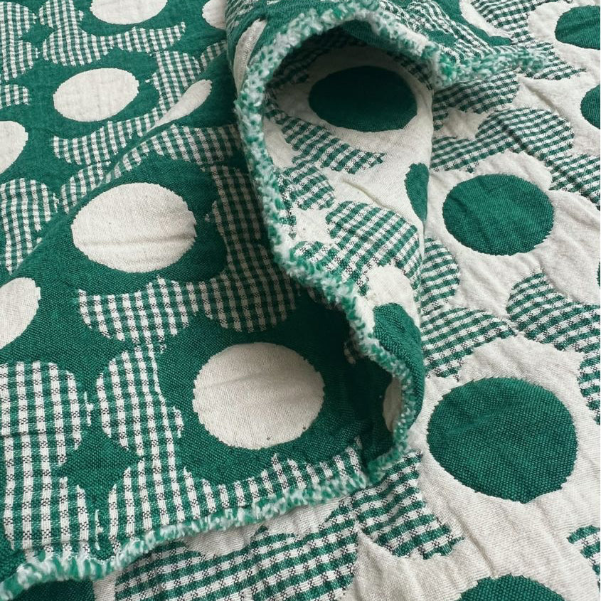 Cousette - Marguerite Gingham Jacquard Fabric in Green