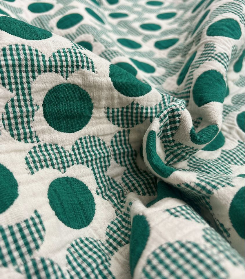 Cousette - Marguerite Gingham Jacquard Fabric in Green