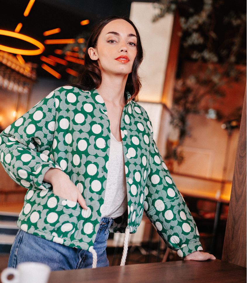 Cousette - Marguerite Gingham Jacquard Fabric in Green