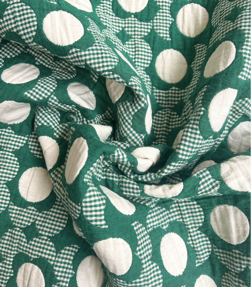 Cousette - Marguerite Gingham Jacquard Fabric in Green