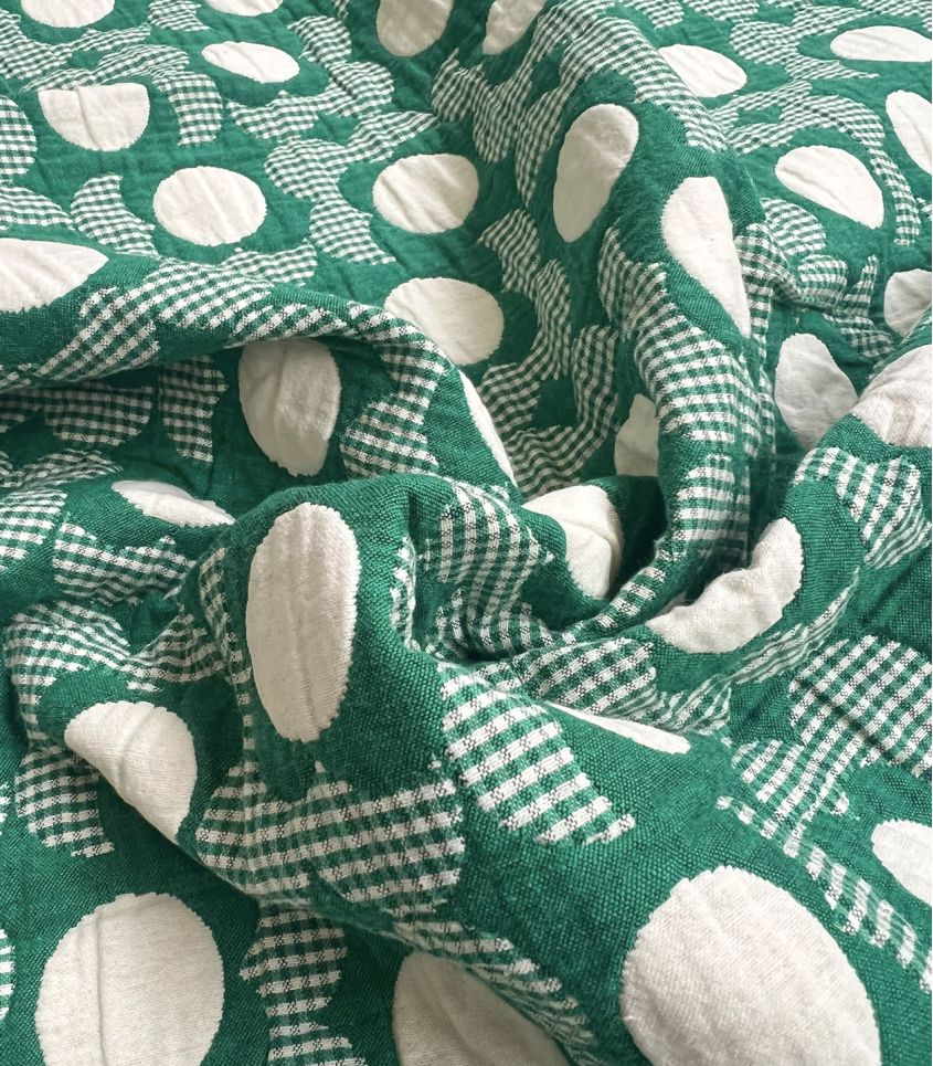 Cousette - Marguerite Gingham Jacquard Fabric in Green