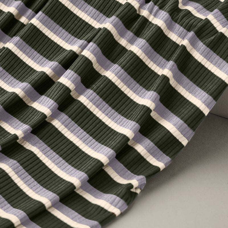 Derby Stripe Ribbed Jersey Khaki with TENCEL™ Modal Fibres