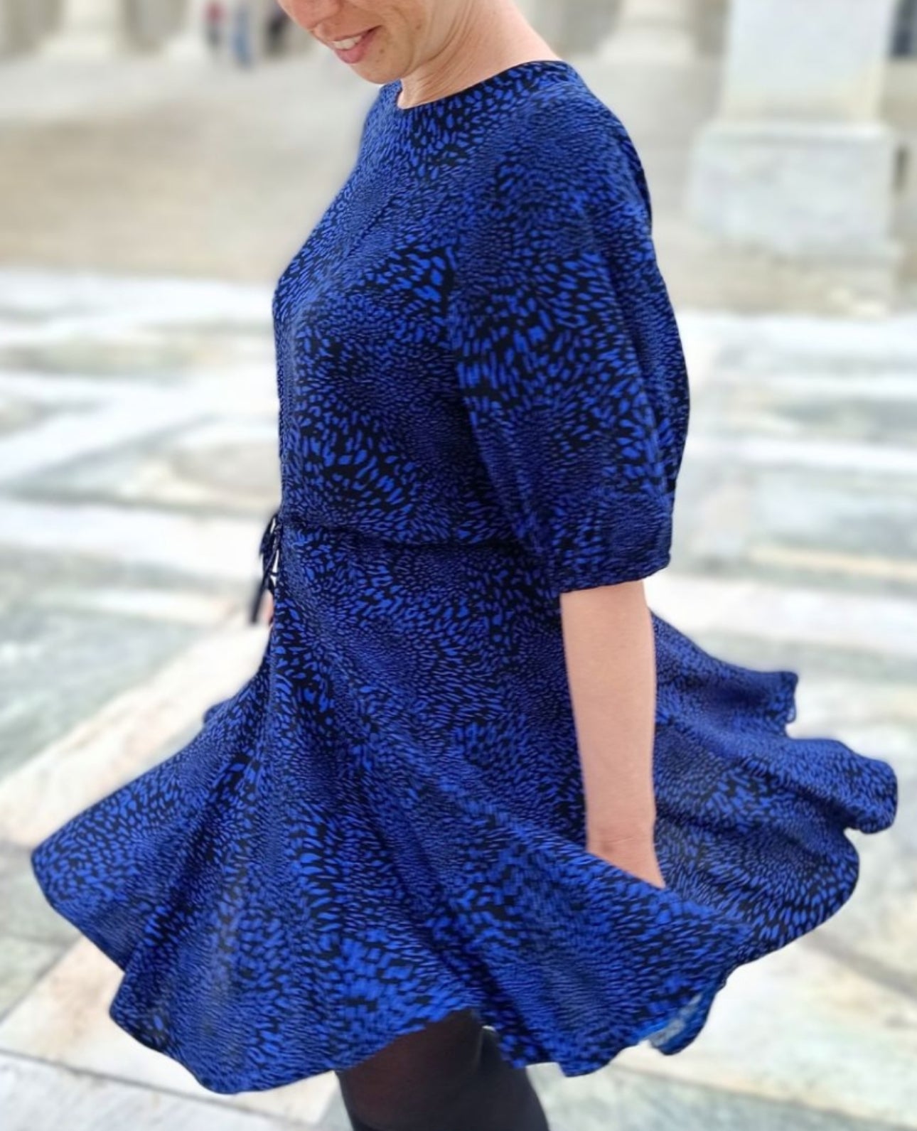 My Dress Made - Cobalt Animal Print Viscose Crepe Fabric