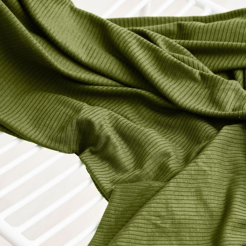 Derby Ribbed Jersey Tea Green with TENCEL™ Modal Fibres