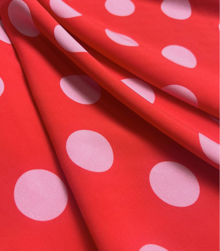 Cousette - Pretty Polka Dot Viscose Fabric in Strawberry