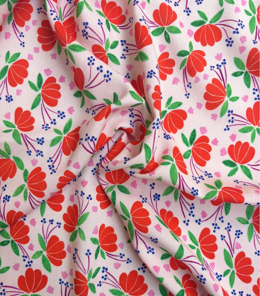 Cousette - Flower Hearts Viscose Fabric