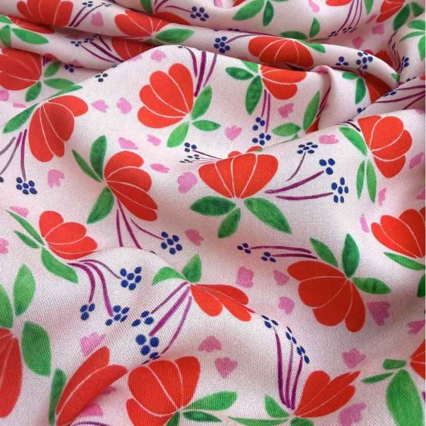 Cousette - Flower Hearts Viscose Fabric