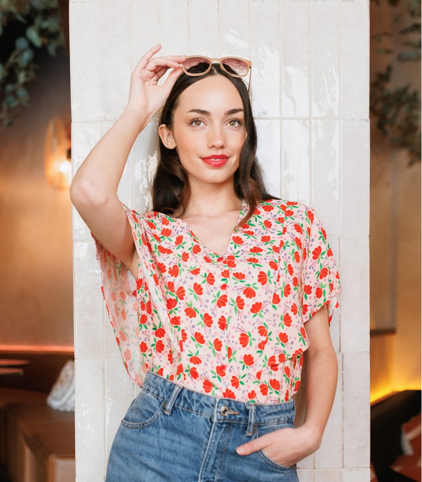 Cousette - Flower Hearts Viscose Fabric