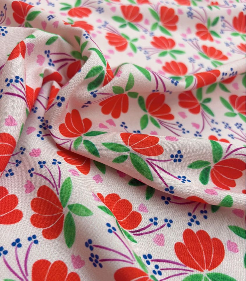 Cousette - Flower Hearts Viscose Fabric