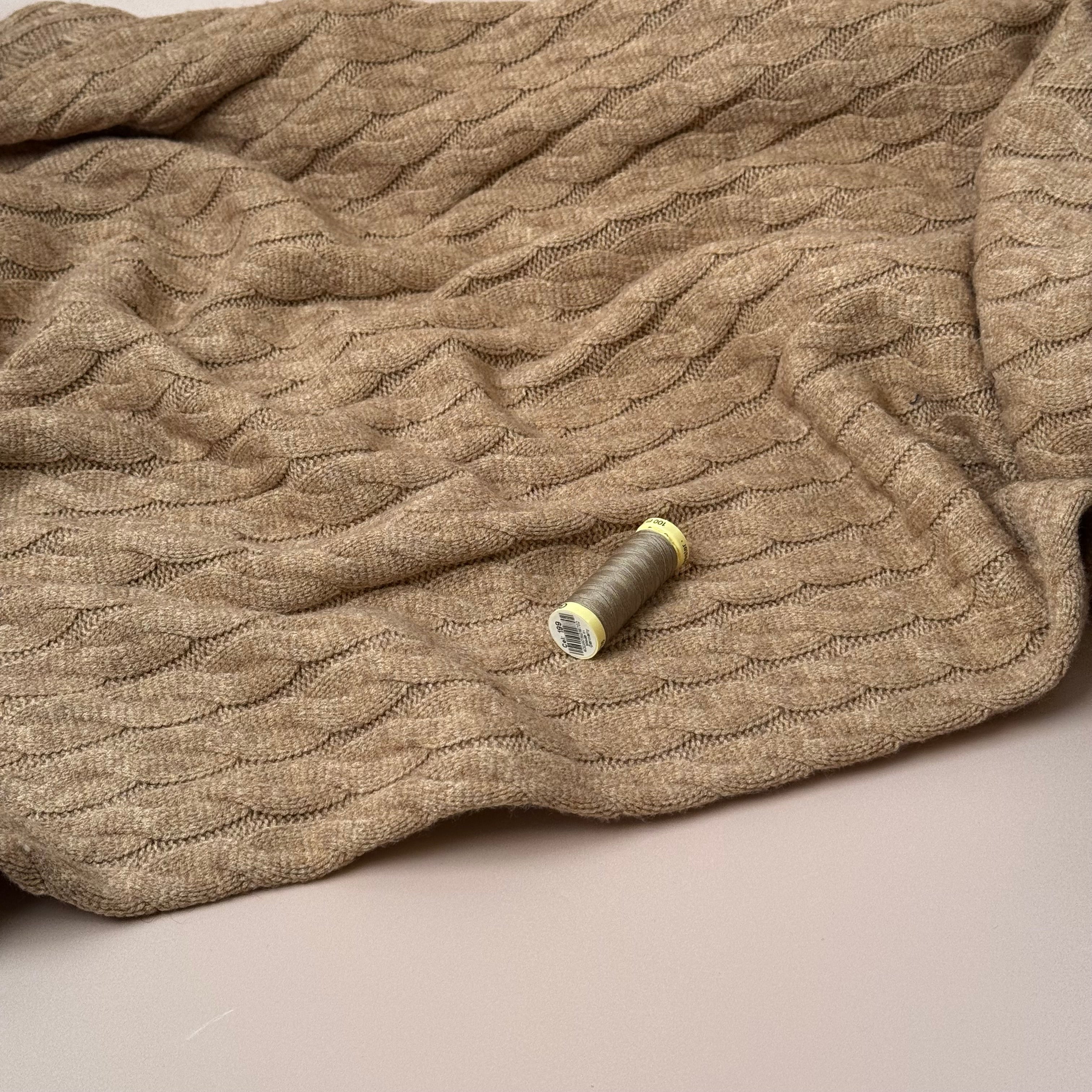 Nordic Heavy Cable Knit in Cognac Melange
