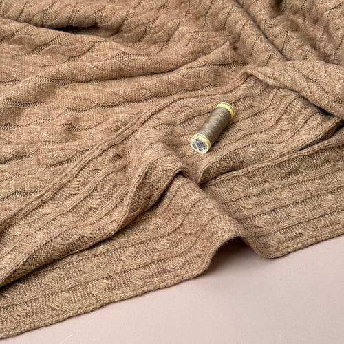 Nordic Heavy Cable Knit in Cognac Melange