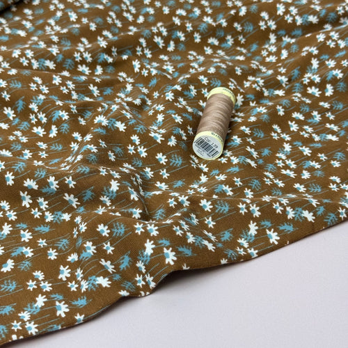 Autumn Daisies Cotton Jersey Fabric