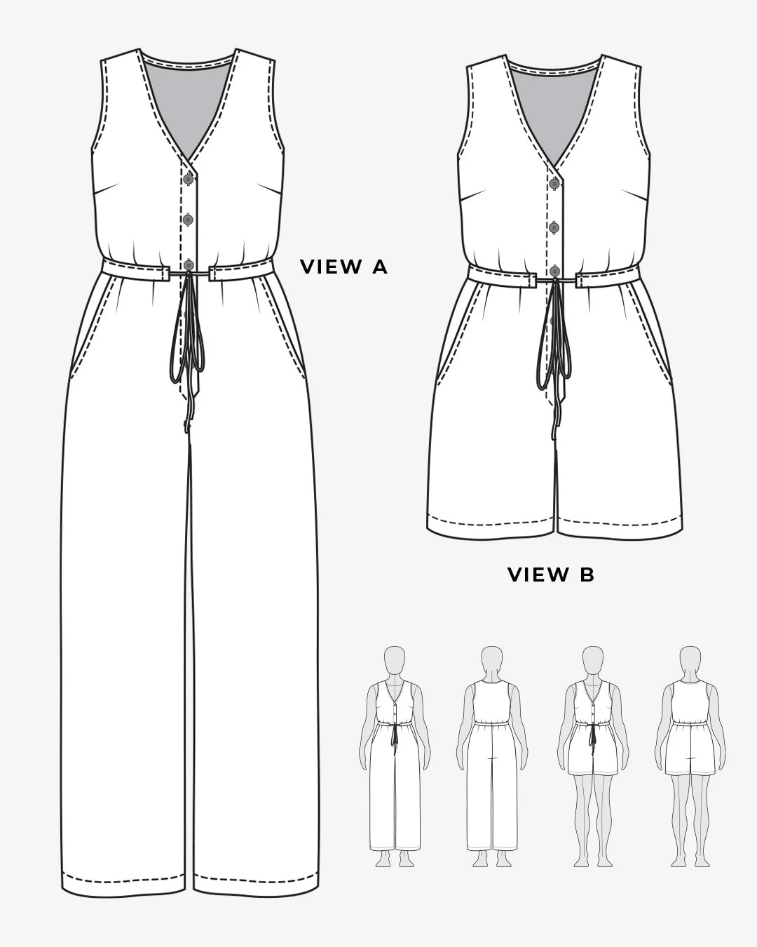 Sewing Kit - LAZO Jumpsuit in Vintage Lace Linen Viscose Fabric