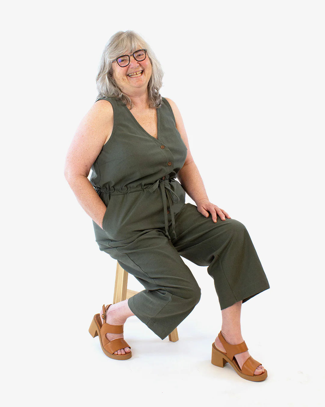 Sewing Kit - LAZO Jumpsuit in Vintage Lace Linen Viscose Fabric