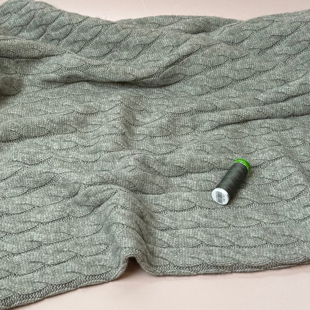 Nordic Heavy Cable Knit in Olive Melange