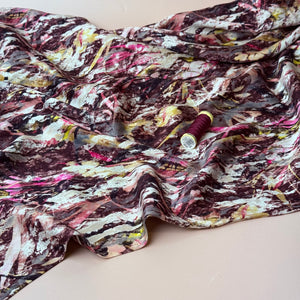 Autumn Foliage Mahogany Viscose Sateen Fabric