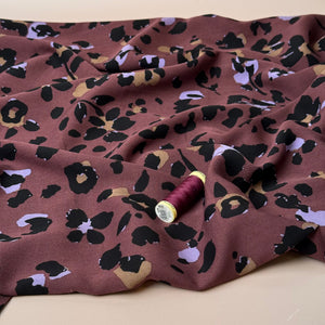Abstract Leopard Mahogany Viscose Twill