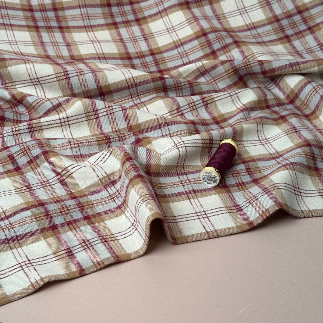 Plaid Bordeaux Brushed Cotton Flannel