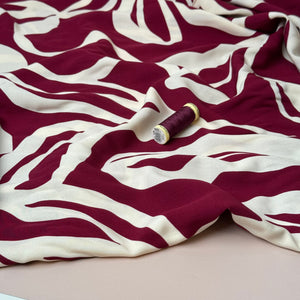 Abstract Floral Magenta Viscose Poplin Fabric