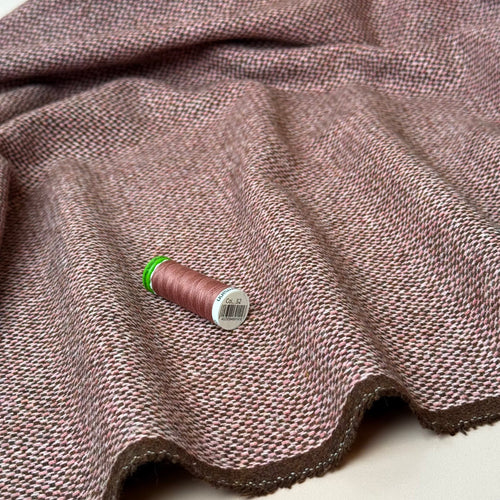 Pink and Brown Tweed Woven Wool Blend Coating