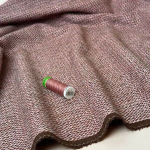 Pink and Brown Tweed Woven Wool Blend Coating