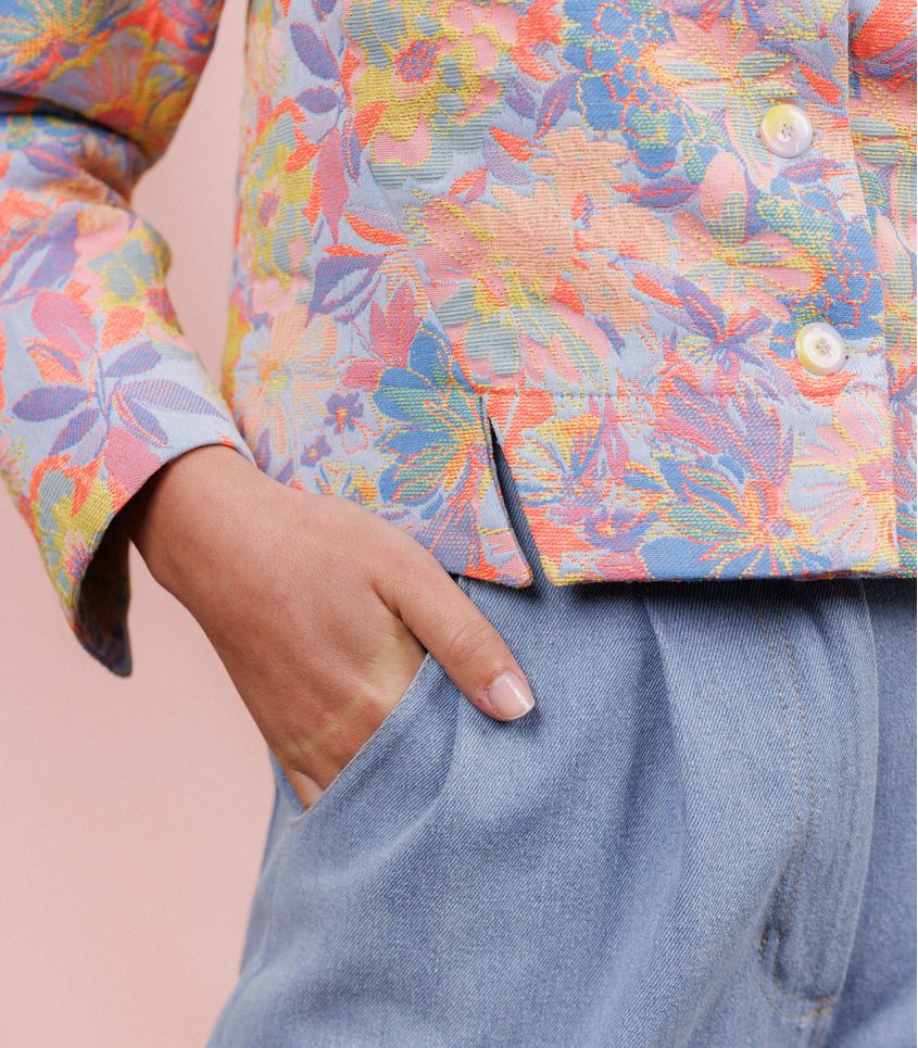 Cousette - Fluorescent Poppy Jacquard Fabric