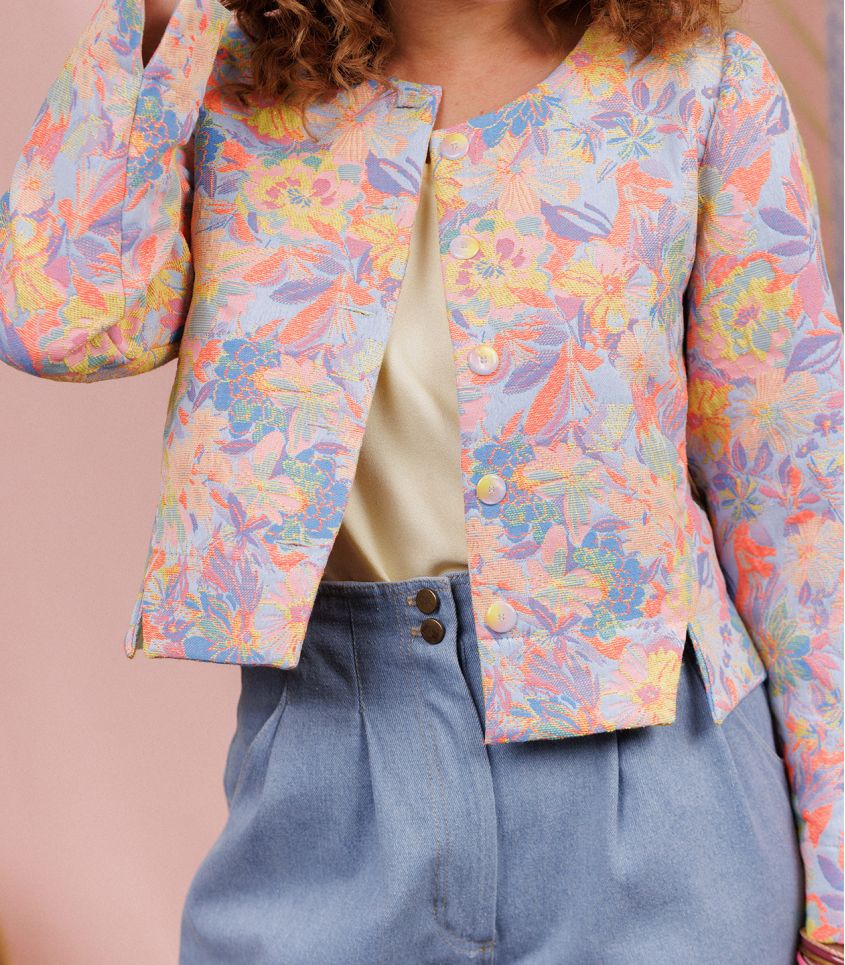 Cousette - Fluorescent Poppy Jacquard Fabric