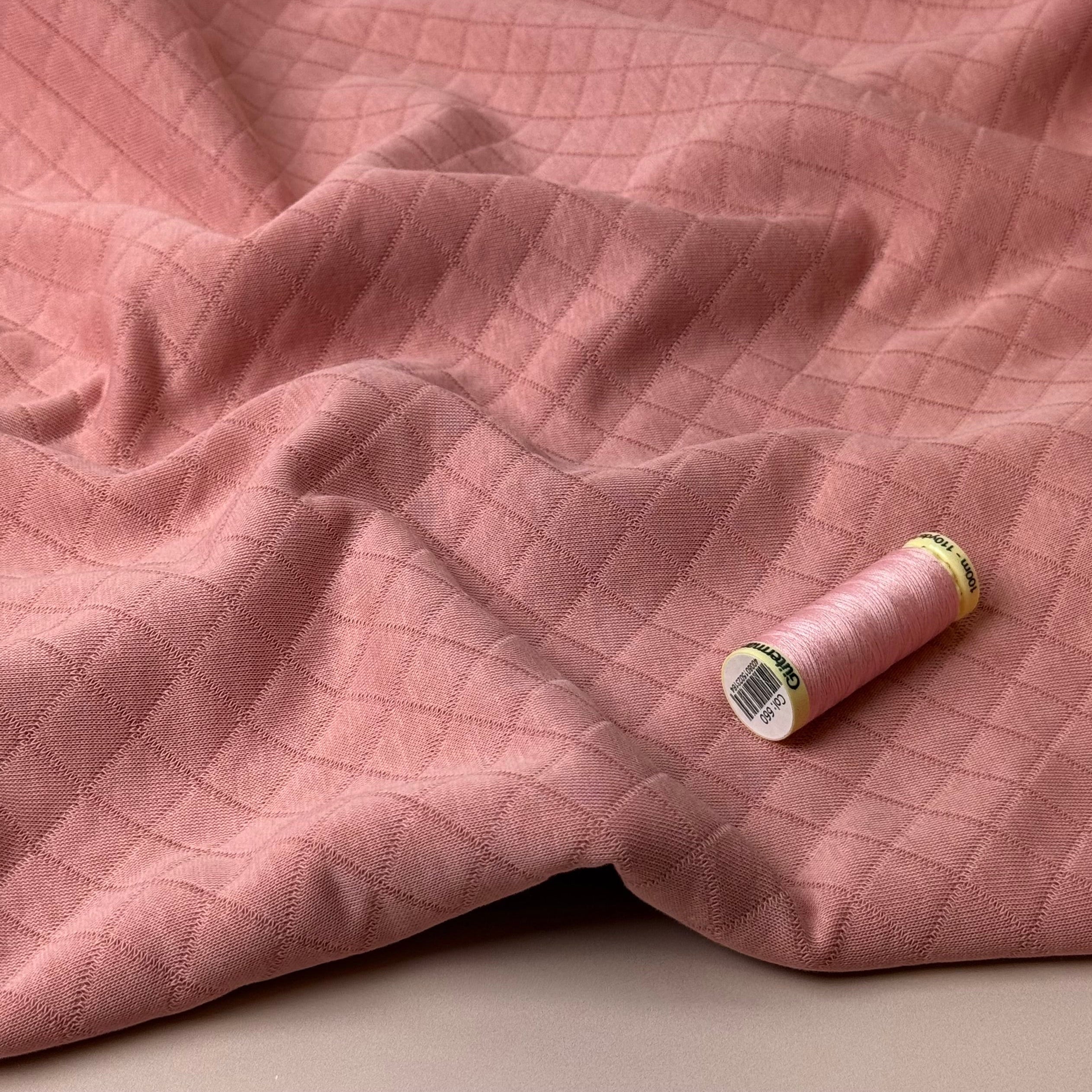 Diamond Jacquard Quilted Knit in Blush Pink