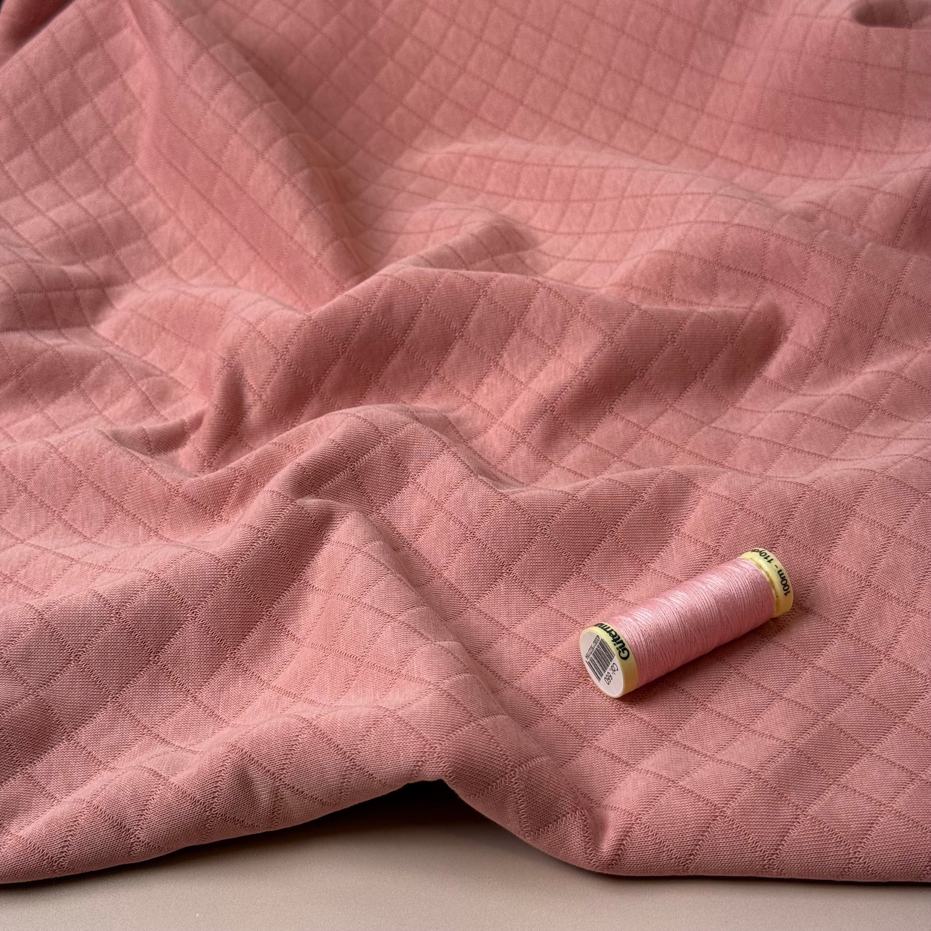 Diamond Jacquard Quilted Knit in Blush Pink