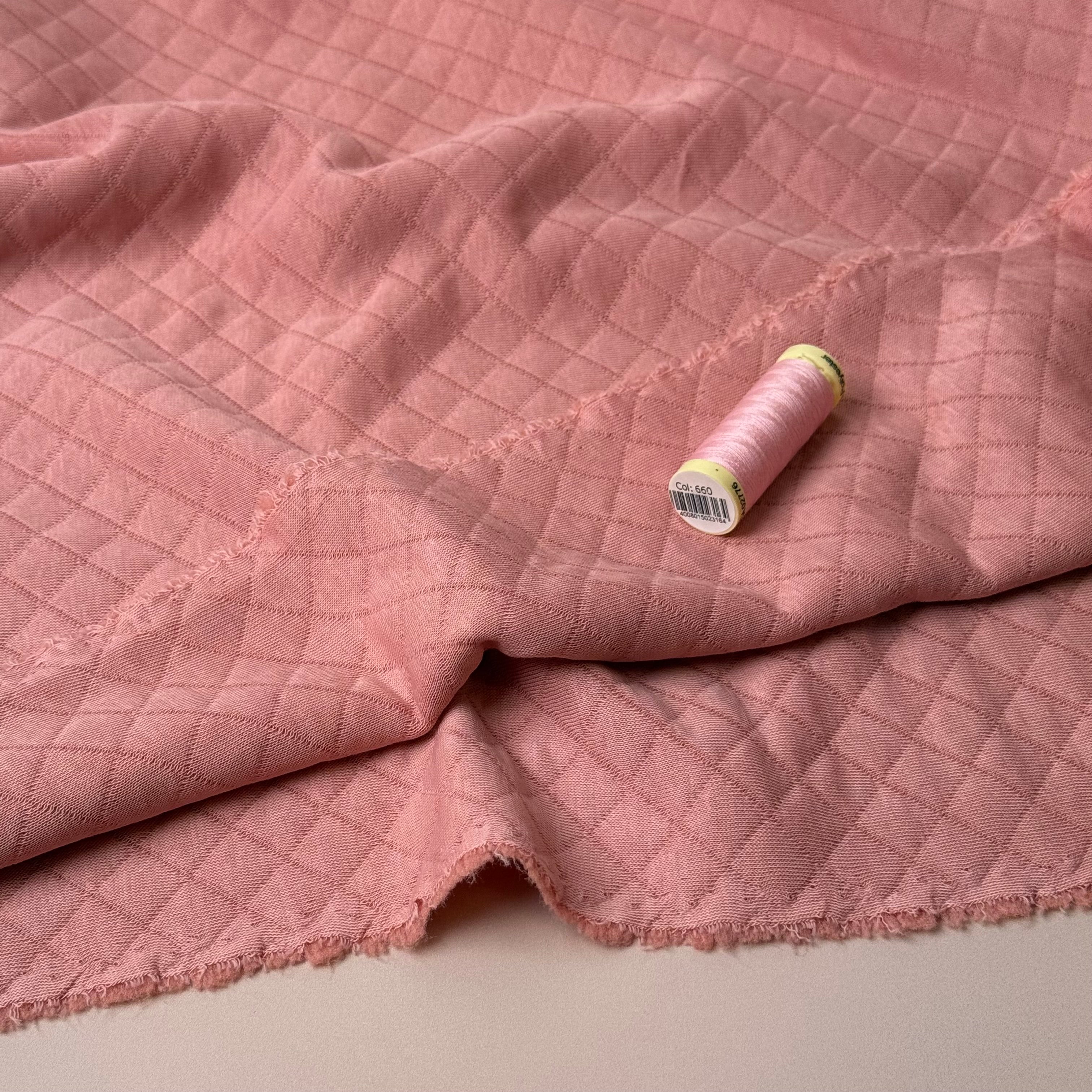 Diamond Jacquard Quilted Knit in Blush Pink