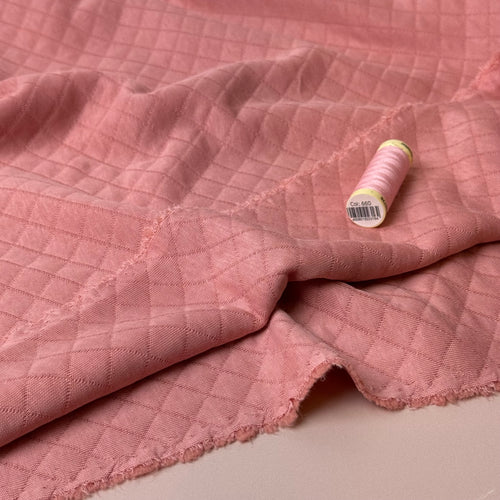 Diamond Jacquard Quilted Knit in Blush Pink