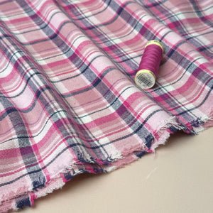 REMNANT 0.35 Metre - Plaid Pink Brushed Cotton Flannel