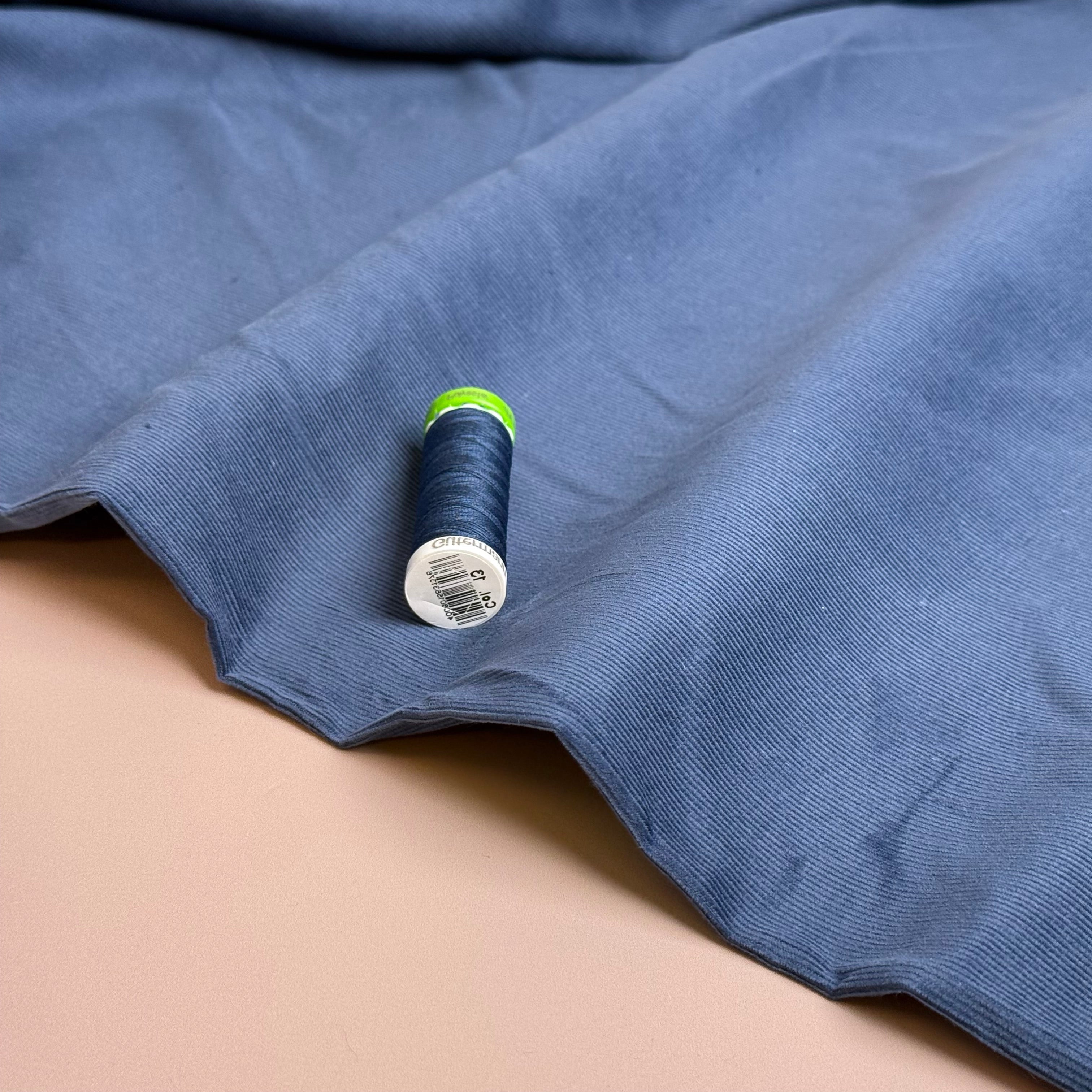 21 Wale Cotton Needlecord in Denim Blue