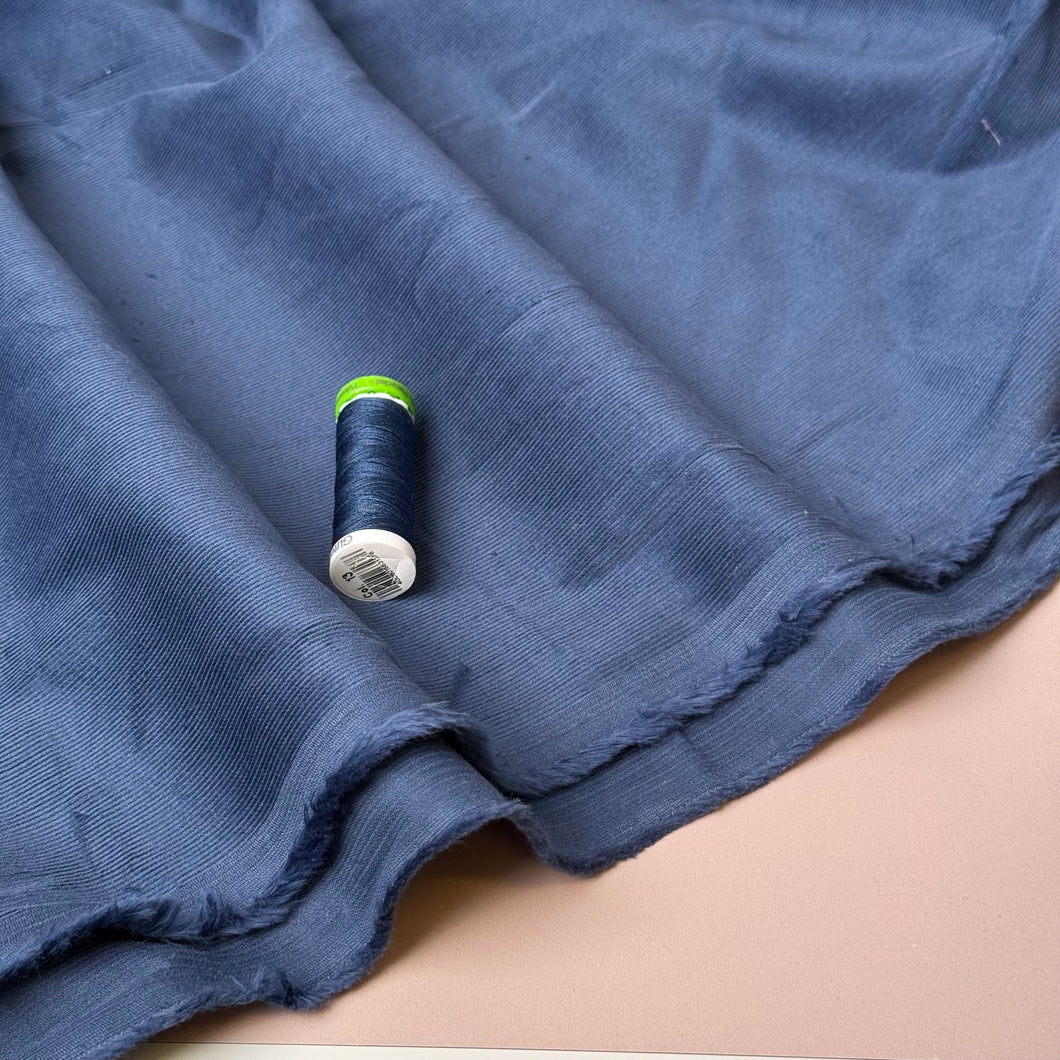 21 Wale Cotton Needlecord in Denim Blue