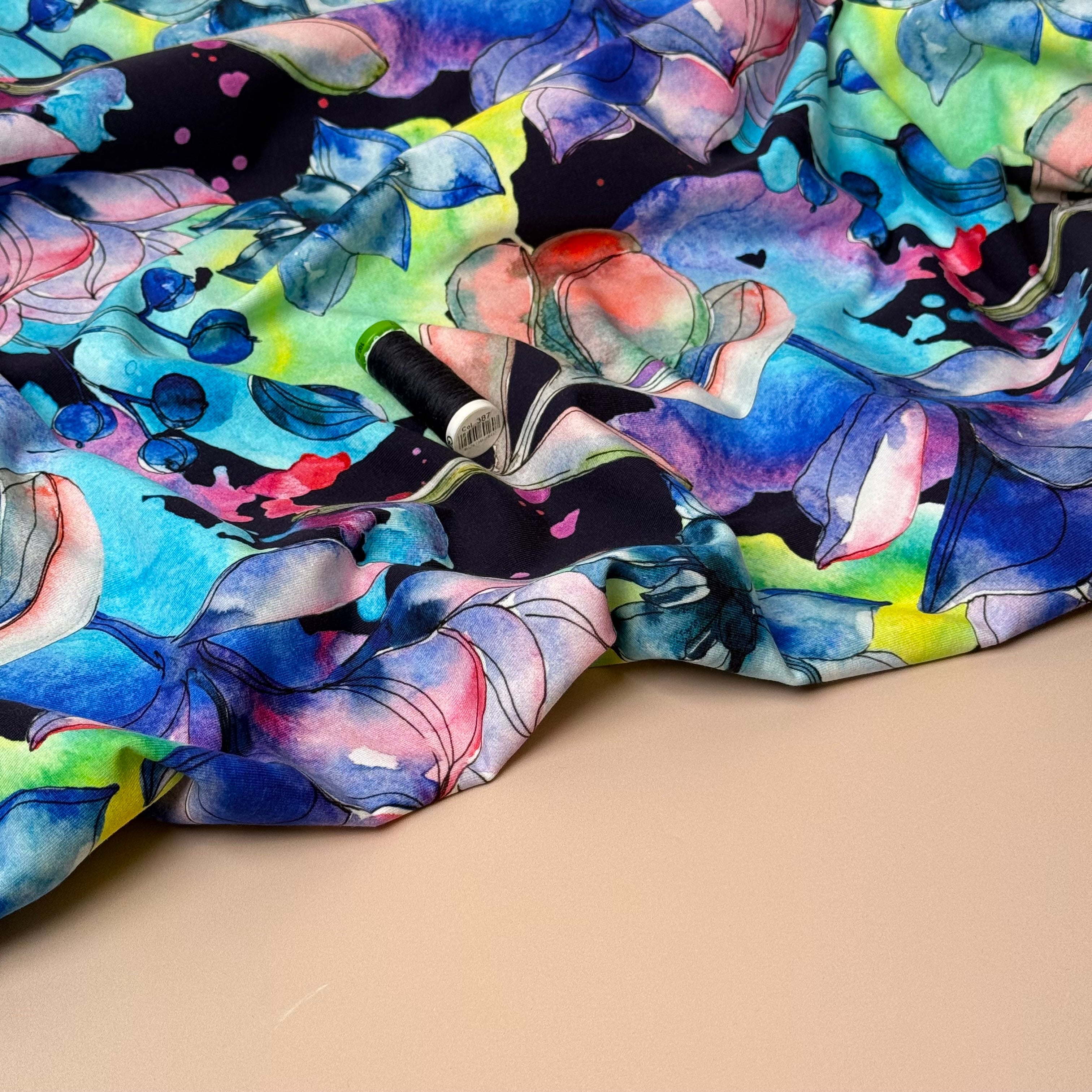 Danish Design - Abstract Neon Florals Cotton Jersey
